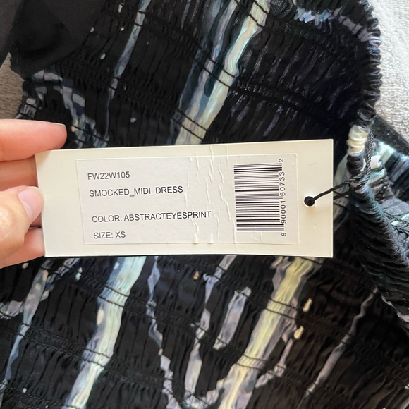 NWT Ahiri Abstract eye print smocked midi dress - Picture 5 of 10